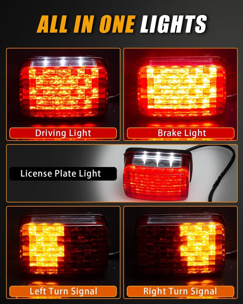 KICRY ATV Brake Tail Light Led Taillight Brake Stop Lights Compatible with Yamaha Grizzly Big Bear Bruin Kodiak Wolverine Rhino Viking 5KM-8472C-10-00 Aftermarket (LED 5-wire Red) - Image 2